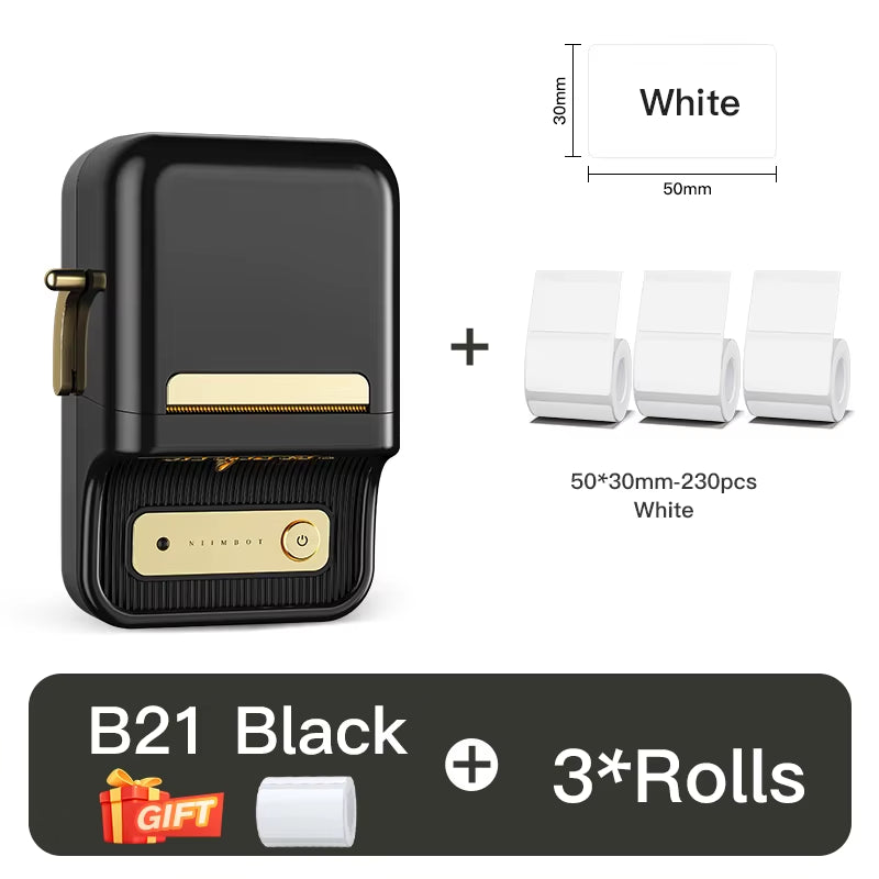 B21 Mini Thermal Printer Wireless Barcode Label Maker Bluetooth Portable Adhesive Label Printers for Office Commercial