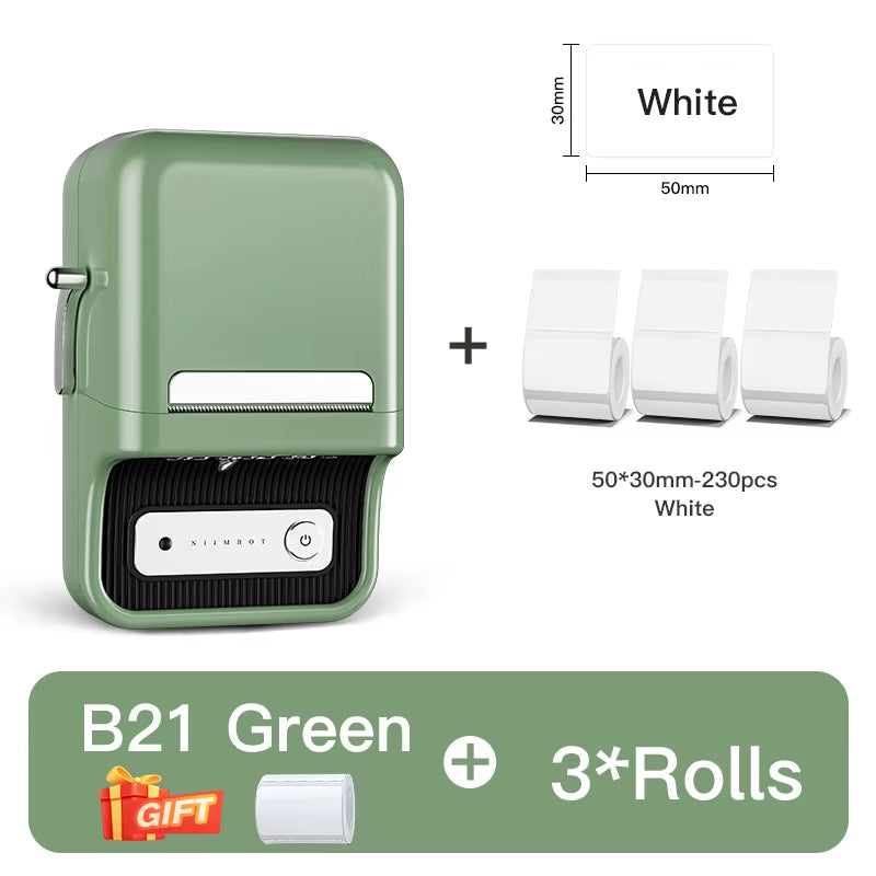 B21 Mini Thermal Printer Wireless Barcode Label Maker Bluetooth Portable Adhesive Label Printers for Office Commercial