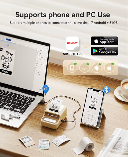 B21 Mini Thermal Printer Wireless Barcode Label Maker Bluetooth Portable Adhesive Label Printers for Office Commercial
