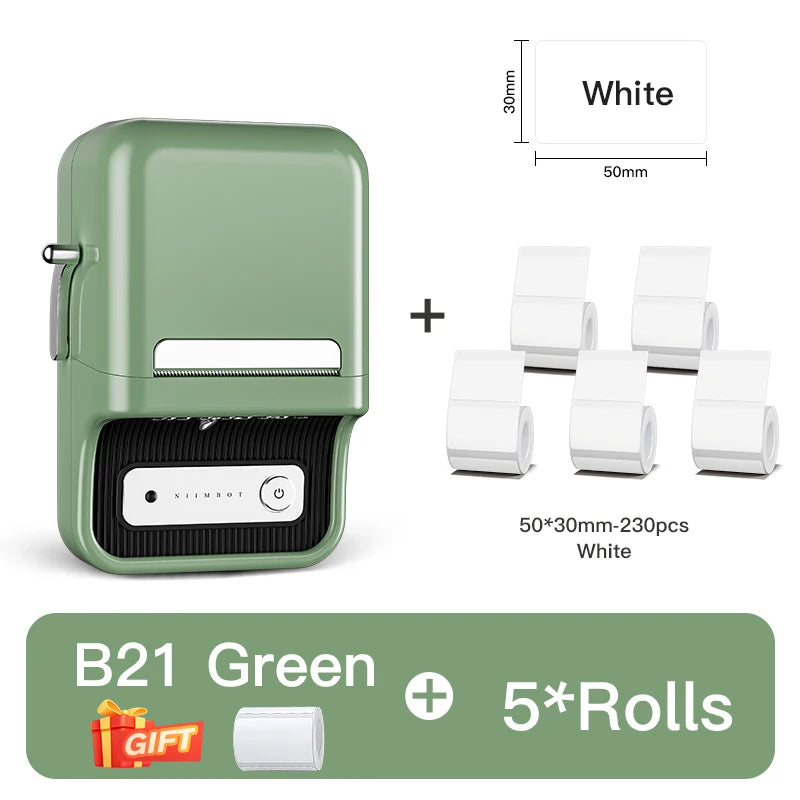 B21 Mini Thermal Printer Wireless Barcode Label Maker Bluetooth Portable Adhesive Label Printers for Office Commercial