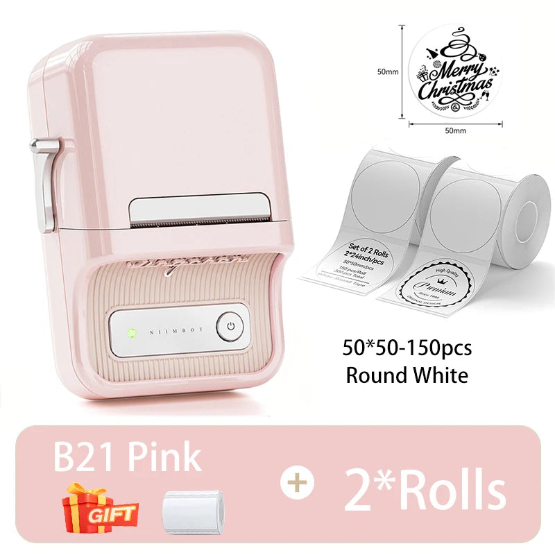 B21 Mini Thermal Printer Wireless Barcode Label Maker Bluetooth Portable Adhesive Label Printers for Office Commercial