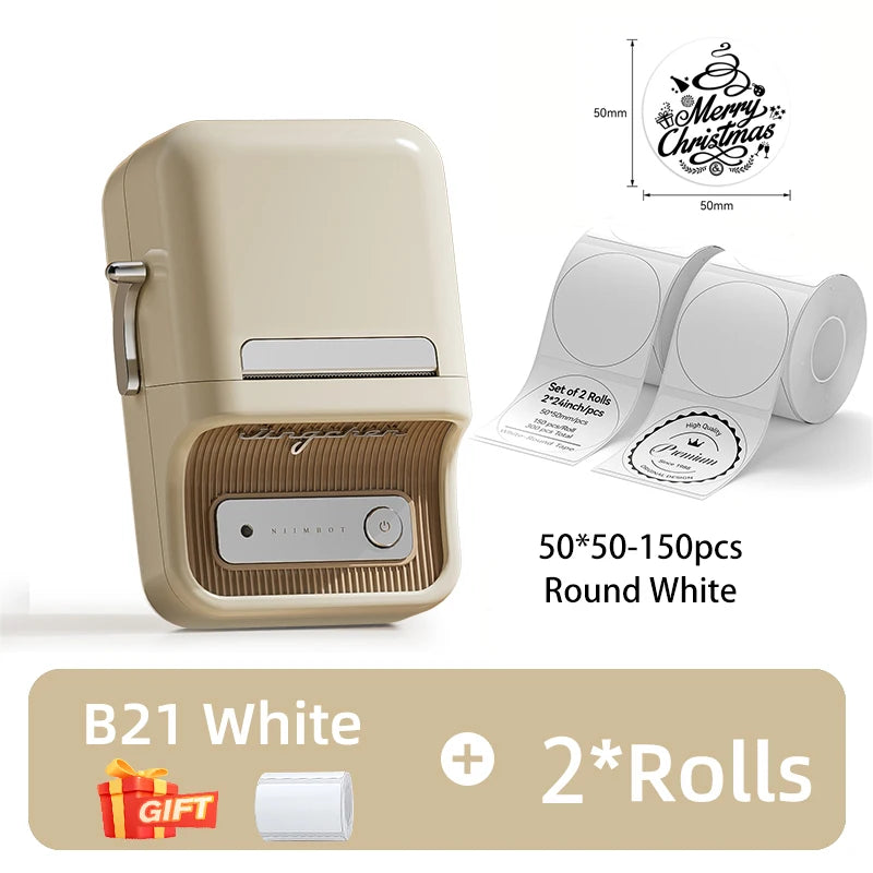 B21 Mini Thermal Printer Wireless Barcode Label Maker Bluetooth Portable Adhesive Label Printers for Office Commercial