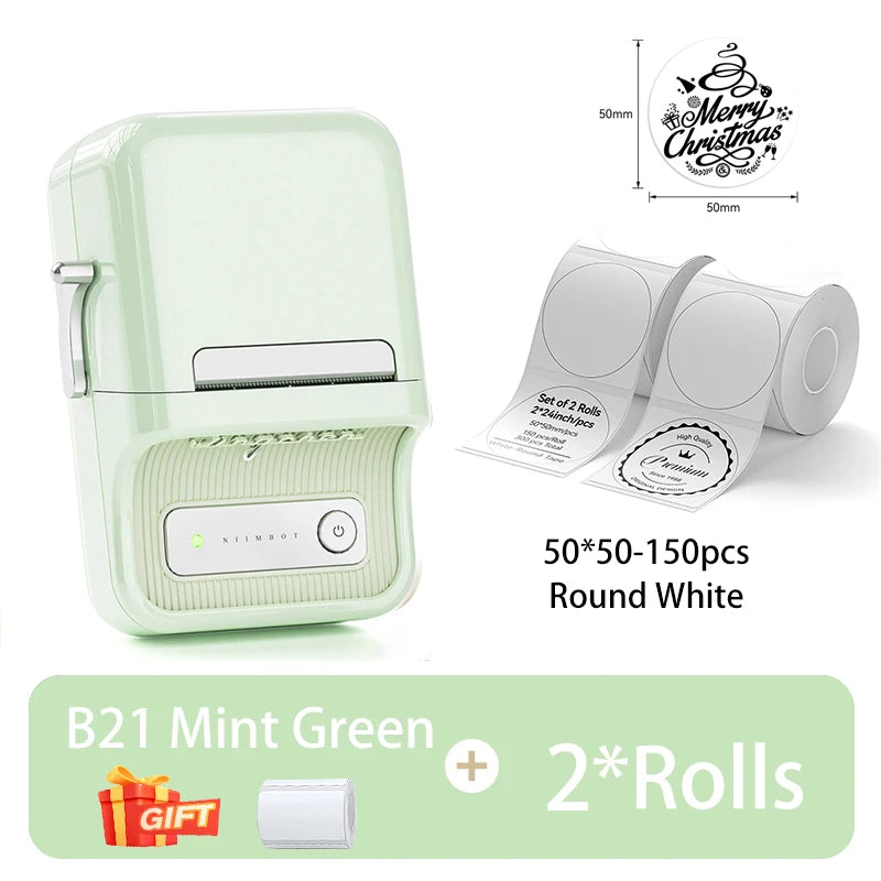B21 Mini Thermal Printer Wireless Barcode Label Maker Bluetooth Portable Adhesive Label Printers for Office Commercial
