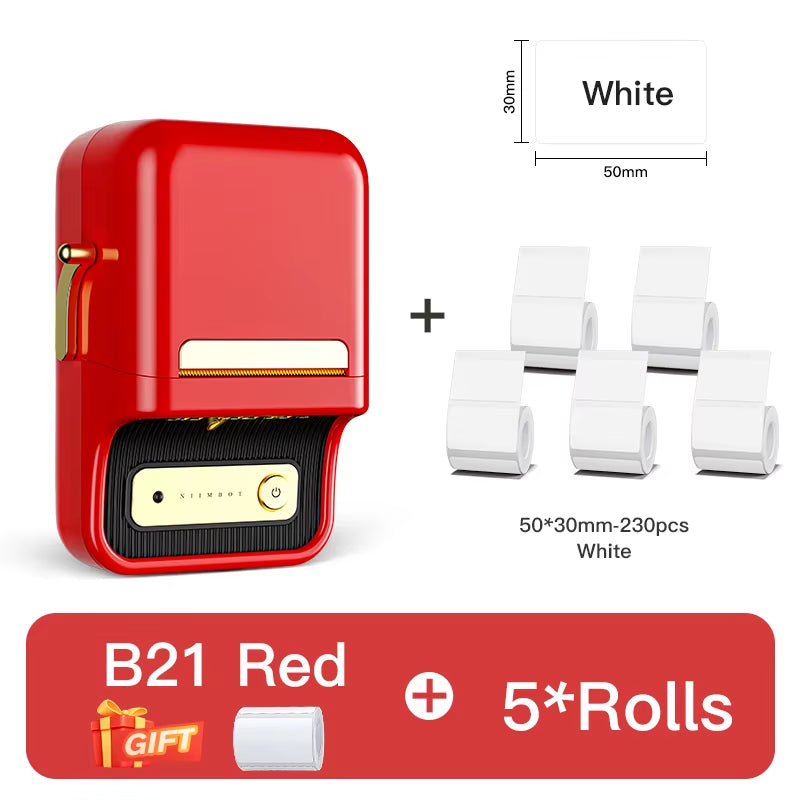 B21 Mini Thermal Printer Wireless Barcode Label Maker Bluetooth Portable Adhesive Label Printers for Office Commercial