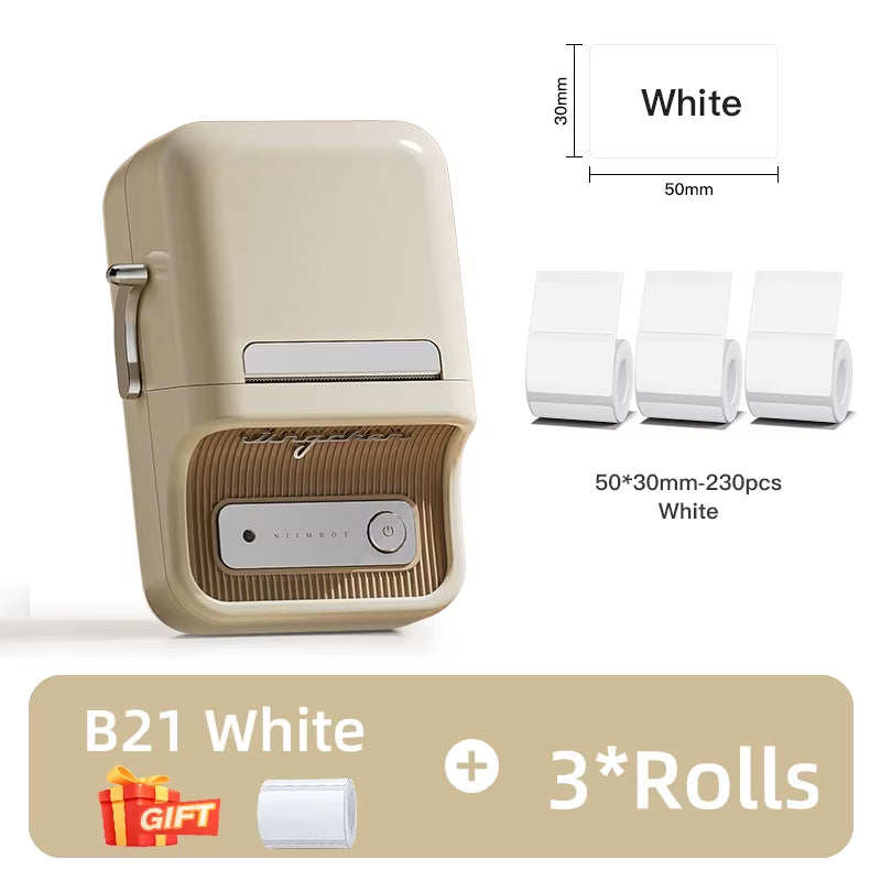 B21 Mini Thermal Printer Wireless Barcode Label Maker Bluetooth Portable Adhesive Label Printers for Office Commercial